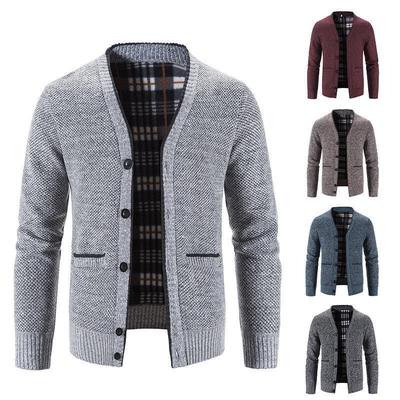 Herren Strickjacke Herbst- und Winterpulloverjacke Herrenbekleidung Knöpfe Wollfutter Herrenstrickjacke
