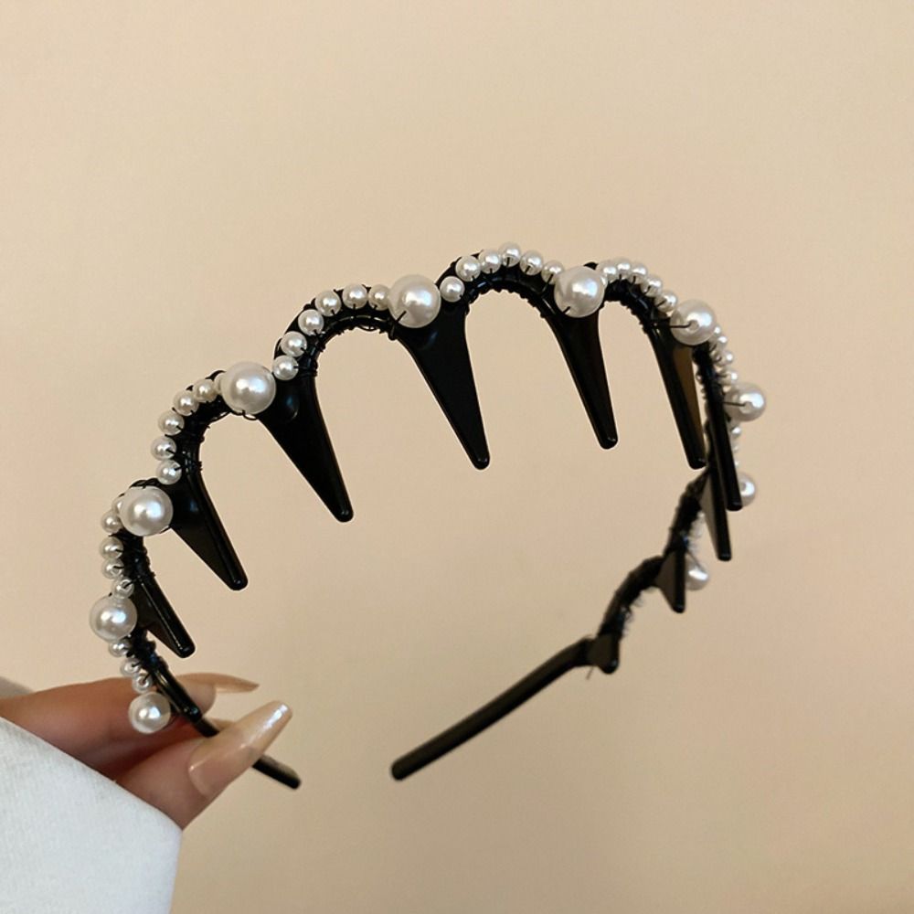 U-shaped Rhinestone Hair Band Non-Slip Face Wash Hairband Sweet Pearl Headband  Makeup