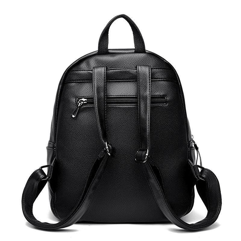 Soft leather simple backpack women's 2025 new fashionable and versatile large-capacity lightweight women's shoulder casual backpack
