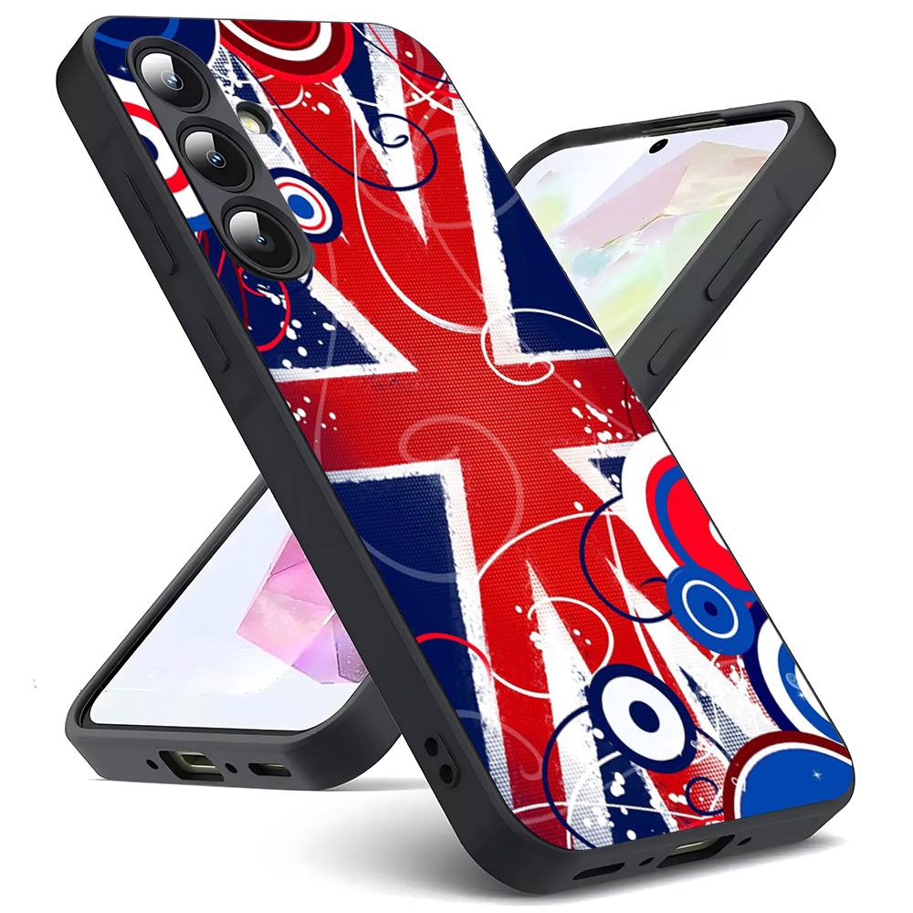 Uk Flag For Samsung Galaxy S25 S24 S23 Ultra S22 S21 Plus S20 Black Soft Silicone Protective Case