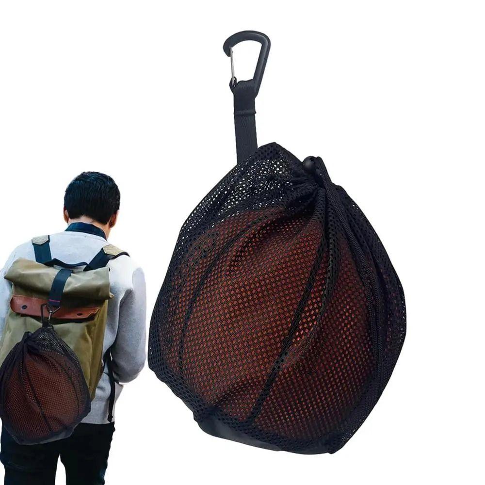 

Ball Holder Ball Mesh Bag Clip on Single Ball Bag Basketball Storage Bag for Backpack