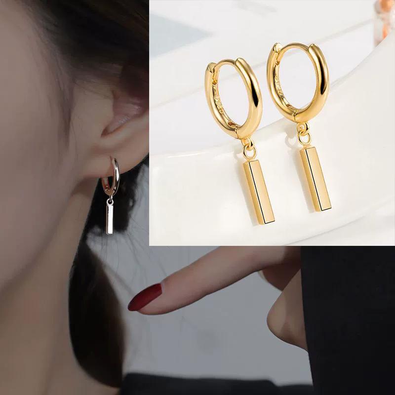 925 Silver Geometry Stud Earrings For Women Frosted Versatile Jewelry Gift Office Party Wear