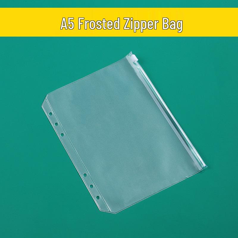 Eco-friendly PVC 6-Hole Zipper Bag for A5/A6 Planner Storage - Available In Sets of 10, 15, or 20