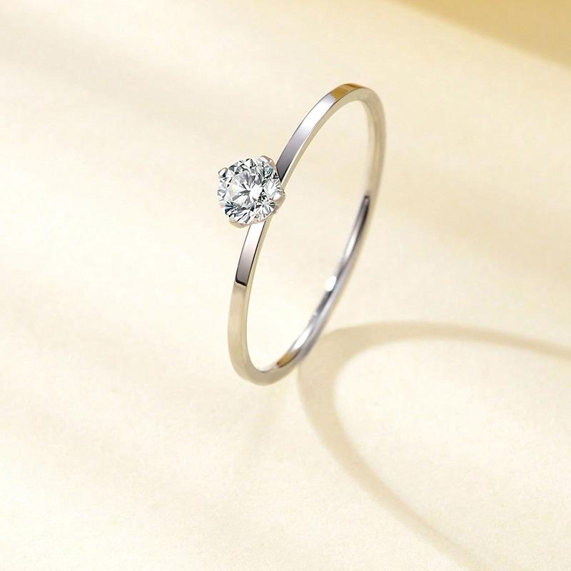 

Titanium steel does not fade, moissanite four-claw women s ring ins ring, tail ring, index finger ring. No. 5 платиновый