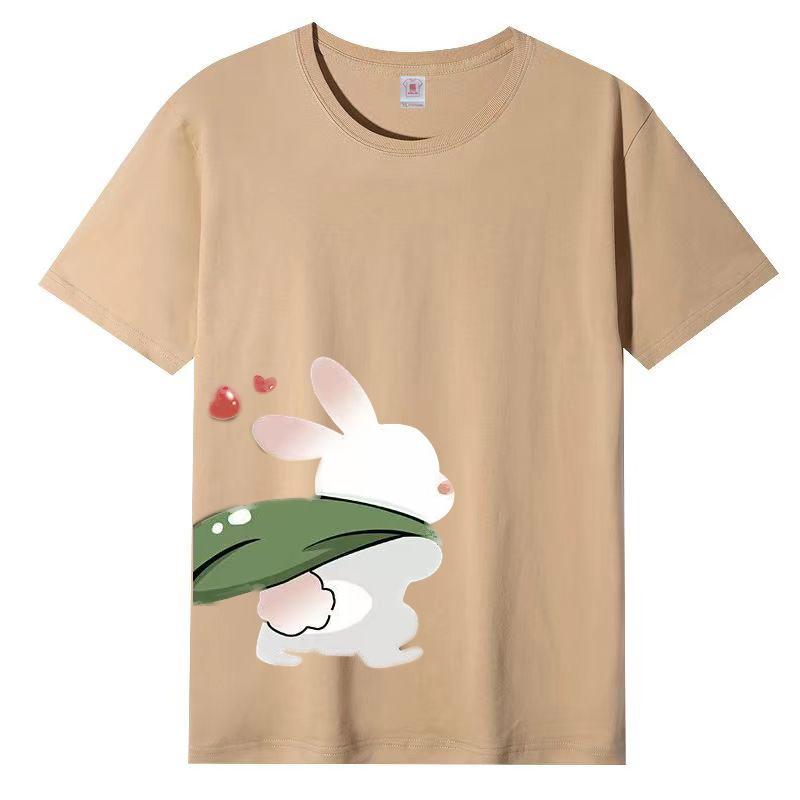 Damer Sommer Populær Kortarmet T-skjorte Bomull Pustende Løs Topp Trykket T-skjorte Casual