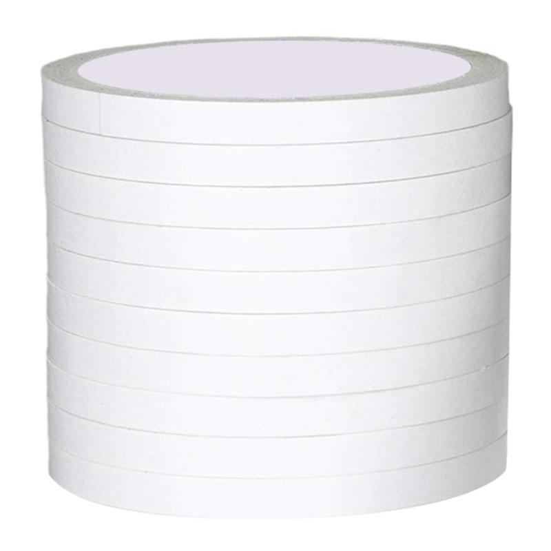 10 Rolls High Strength White Double Sided Tape Strong Adhesive Mounting Tape for Craft Scrapbooking 10Meter Per Roll