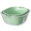 Double-layer Vegetable Washing Basin Drain Basket Eight-piece Set Kitchen Living Room Household Fruit Washing Plate Simple Plastic Vegetable