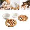 Elevated Cat Dog Bowl Ceramic Feeder Easy Assembly with Wood Stand Raised Pet Food Water Dish