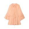 Women's Summer New European and American Style Lotus Leaf Edge Lace-up Loose Long-sleeved Dress