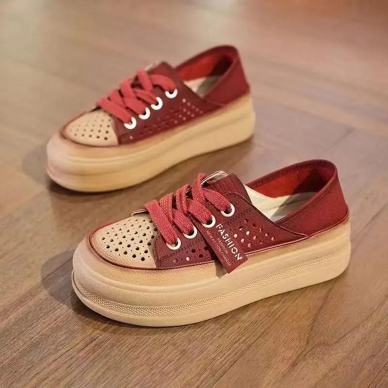 

Новинка 2025 Туфли женские на шнуровке с ажурным верхом Предлагают Тренды Легкая Мода Удобные и Элегантные По Спецпредложениям Y2k Женская Обувь 40