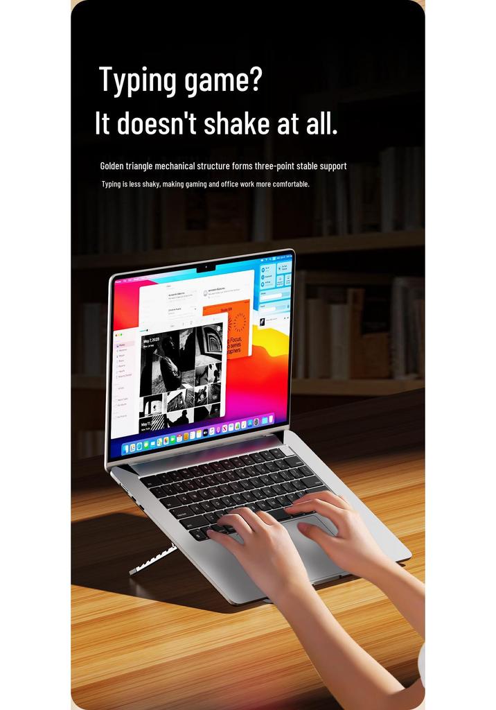 Mini Alloy Laptop Stand: Portable, Foldable, Six-Speed Adjustable Notebook Holder with Heat Dissipation for Office Use