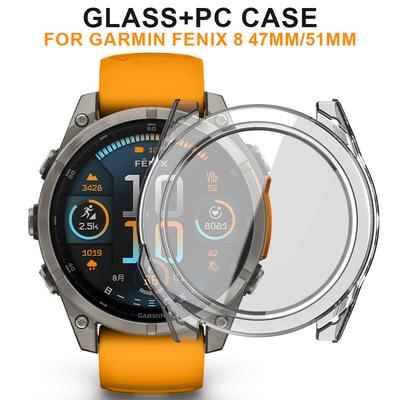 Glass+Case For Garmin Fenix 8 47mm 51mm All-Around Screen Protector Hard PC Bumper Tempered Glass Watch Cover For Garmin Fenix8