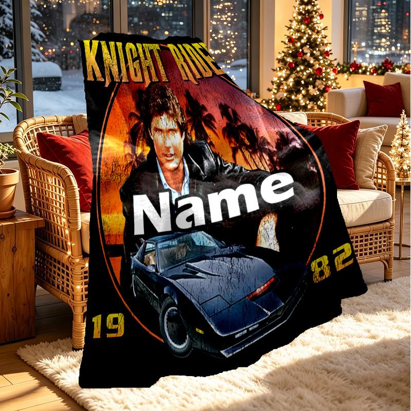 Personalisierte Knight Rider Druckdecke mit individuellem Namen, Heimdekoration, Schlafzimmer, Sofa, Camping, Couch, Geschenke für Geburtstag WeihnachtenEnthusiasten
