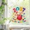 New Year of Sheep Decorations Chinese Window Stickers, 2027 Goat Static Clings, Cute Easy Installation Stickers Crochet Knit Decals, Reusable