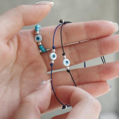 J.Lauren Evil Eye Mother-of-pearl Silver Ball Silk Knot Bracelet B0952