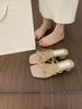 Korean Fairy Wind Cross with Open-toed Suede Slippers Female Summer Wear 3cm Small Thick Heel Not Tired Feet Sandals