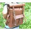 Handmade Genuine Goat Leather Rolling Top Backpack Rucksack Travel Bikers Bag