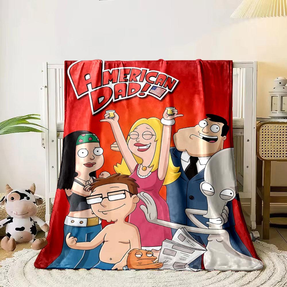 Cartoon characters celebrating with drinks on a bold red background. for all seasons blanket lunch break throw gift 80cm x 120cm