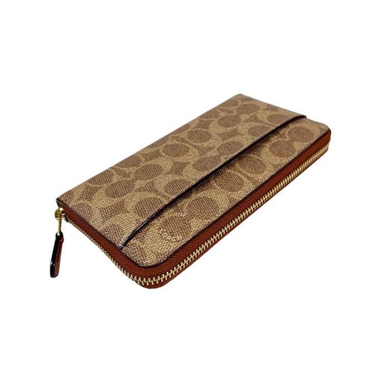 Coach Accordion Zip 20 Vintage Comic Patch Long Wallet Women Wallet Brown C7204-B4NQ4
