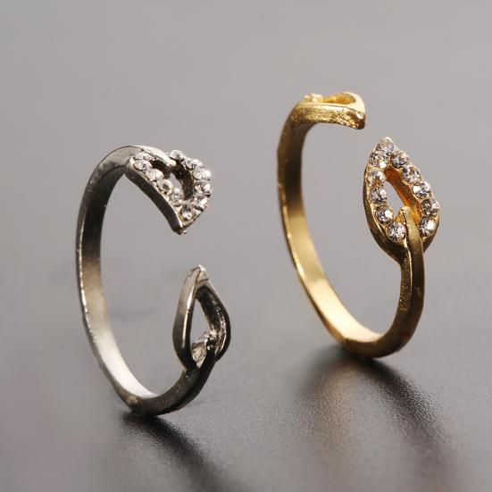 Fashion Women's Adjustable Rhinestones Leaves Opening Cuff Ring Jewelry Gift