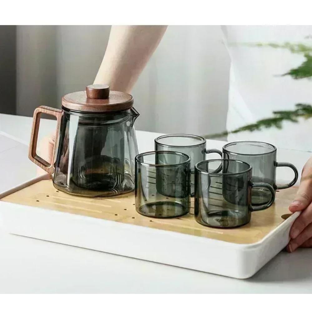 Teapot Glass with Infuser Heated Resistant Container Flower Tea Herbal Pot Mug Clear Kettle Square Filter Glass Tea Pot Teaware