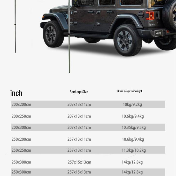 Waterproof Retractable Car Roof Awning: Aluminum Alloy with Sun Protection for Outdoor Camping