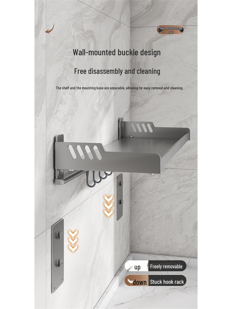 Wall-Mounted Kitchen Spice Rack: No-Punch, Moisture-Proof, Durable Microwave Oven Storage Shelf.