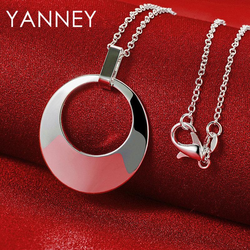 New 925 Sterling Silver Jewelry 16-30 Inches Fine 35MM Round Moon Necklace For Women Men Fashion Christmas Wedding Party