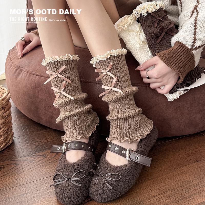 Boots Still Cotton Socks Cover Lace Lolita Stack Socks Girl Bow Sweet Thickened Girl Leg Cover