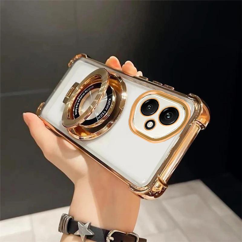For Honor 400Lite Case Luxury Plating Stand Shockproof Clear Case For Honor 400 400Pro 300 200 100 90Lite Nova13 12 X7 X8C Cover