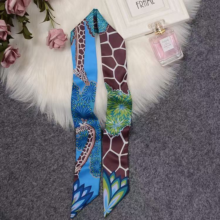 Französisches Seidentuch Klein Lang Dekoratives Band Retro Stirnband Damen Köper Giraffe Taschengurt Band Wicklung 5*90cm