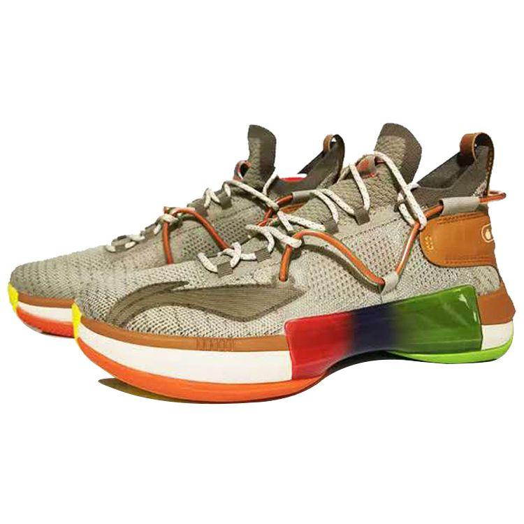 Li Ning Flash 6 Premium Thanksgiving Performance Durable Breathable Mid-Top Basketball Shoes Men sneaker Green ABAP071-4