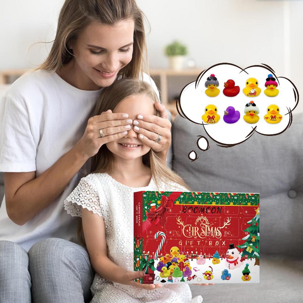 24 Days Of Christmas Advent Calendar Countdown Calendar With 24X Rubber Duck Toys Christmas Countdown Toys For Kids Friends