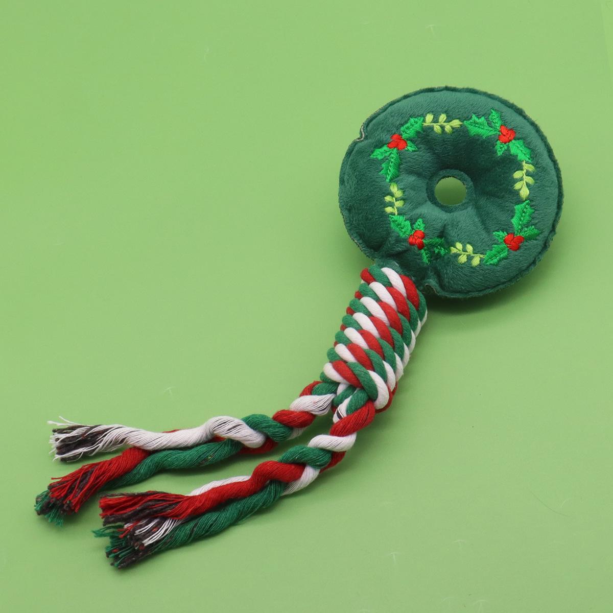 

Christmas Pet Rope Toys Squeaky Braided Chew Toys for Dogs Indestructible Knot Rope Playthings for Puppy Teeth Cleaning