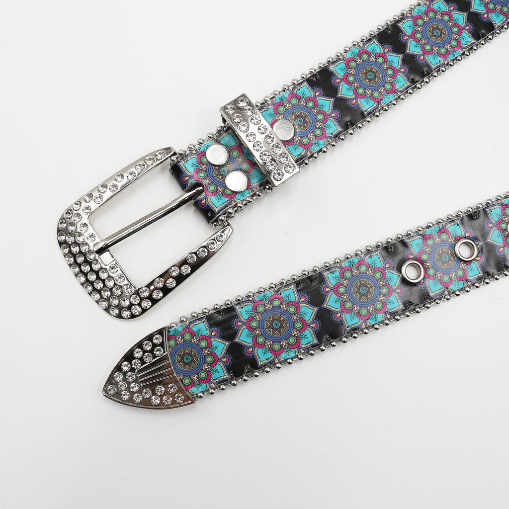 Original Design Punk Y2K Rhinestone Mandala Ethnic Belt