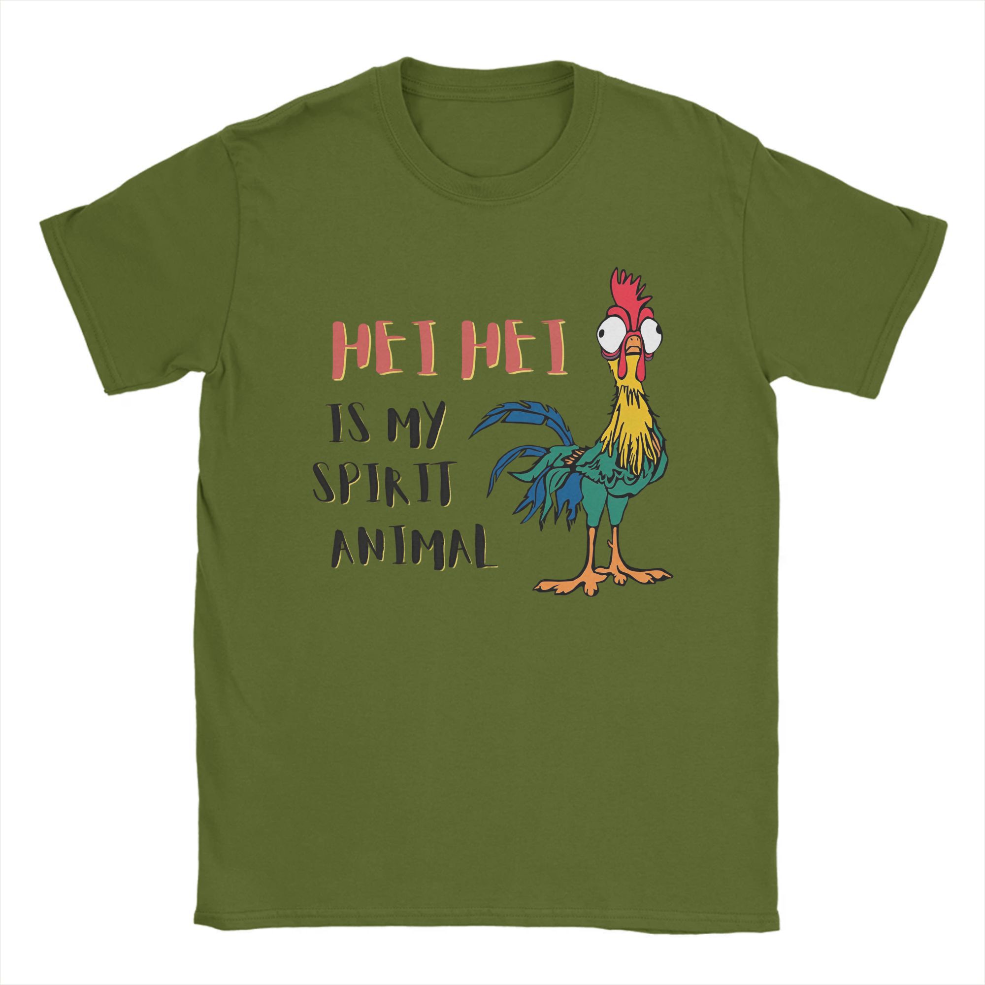 

Moana Hei Hei My Spirit Animal Men T Shirt Funny Chicken Tee Short Sleeve Round Collar T-Shirts 100% Cotton Printed merchandise L