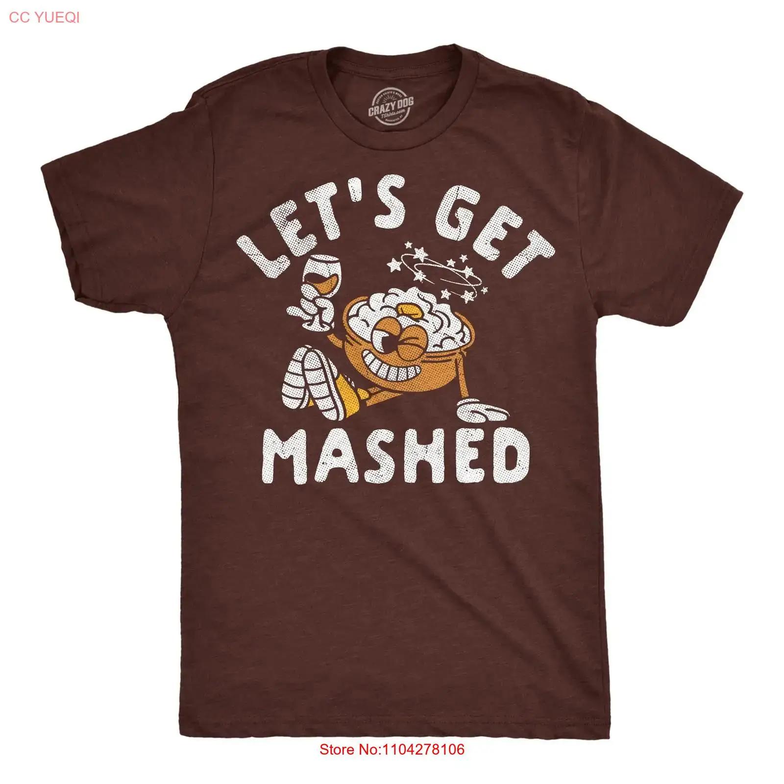 

Mens Funny T Shirt Lets Get Mashed Sarcastic Thanksgiving Dinner vintage Washed Casual streetwear Slightly Breathable Unisex 5XL різнокольоровий
