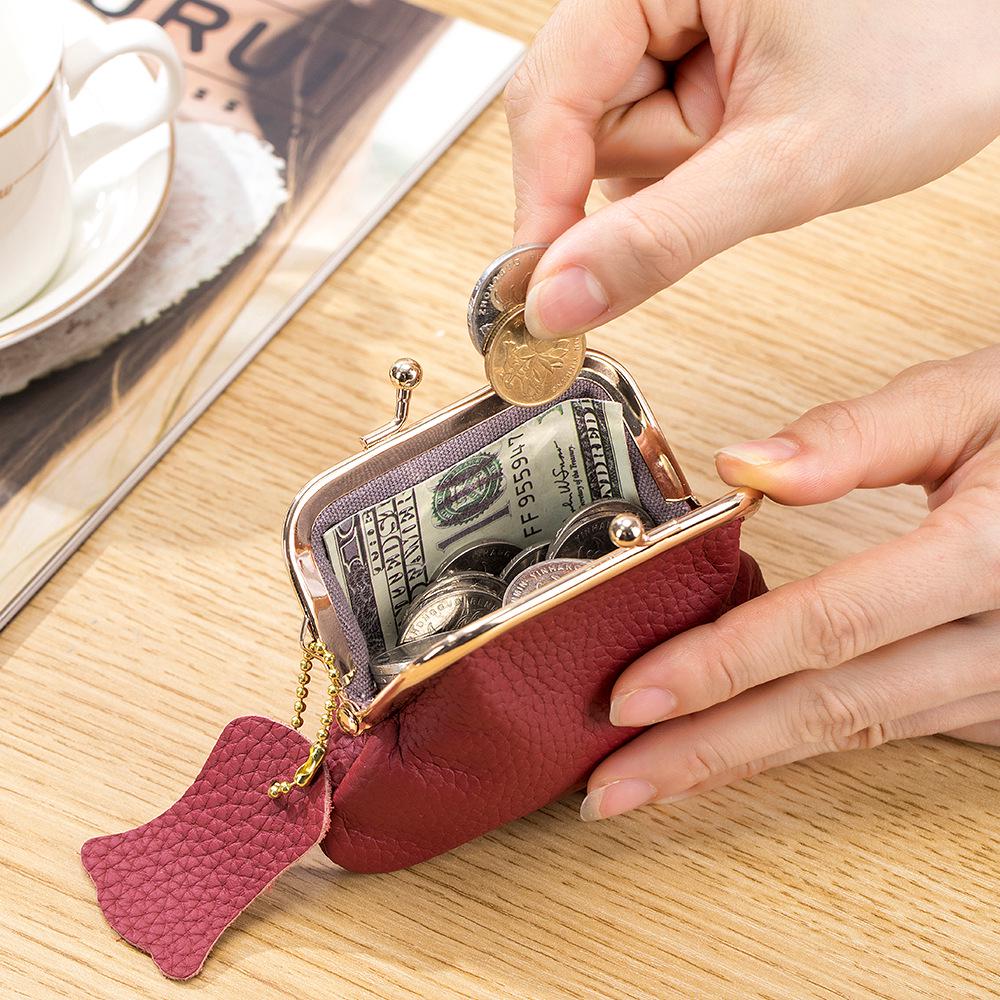 Women's Retro Genuine Leather Coin Purse - European & American Style Cowhide Mini Pouch