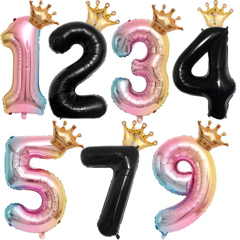 Balon Folie Număr Curcubeu 32 Inch Balon Digital Mini Număr Balon Folie Metalică pentru Petrecere Zi de Naștere Nuntă Decor Fundal