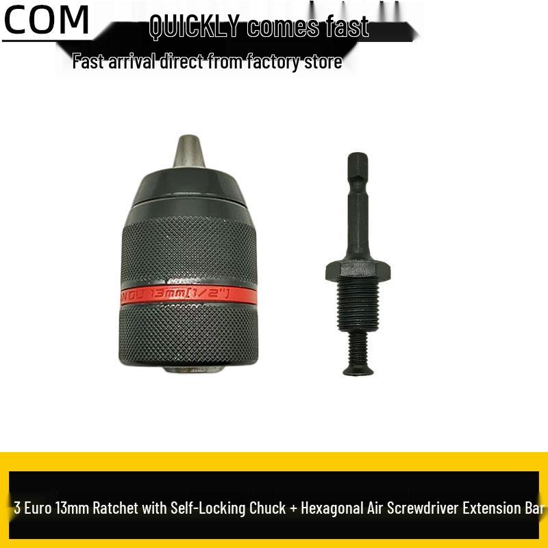 3-Euro All-Metal Electric Ratchet Wrench with Self-Locking 1.5-13mm Chuck and Conversion Extension Rod