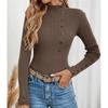 Women's Casual Solid Color Slim Button Knit Sweater Long Sleeved Base Sweater Sweater