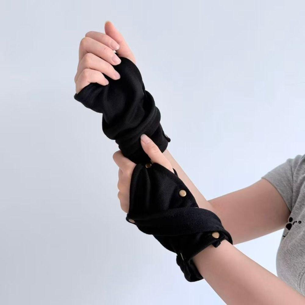 Snap-Button Closure Half Finger Gloves Decorative Design Hip Hop Gloves Dance Performance