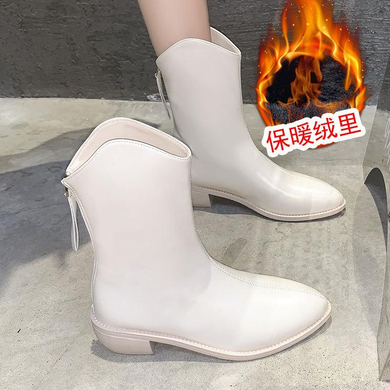 Pointed Martin Boots Women's New V-mouth Western Cowboy Spring and Autumn Single Boots Summer Thin Short Boots Women's Small
