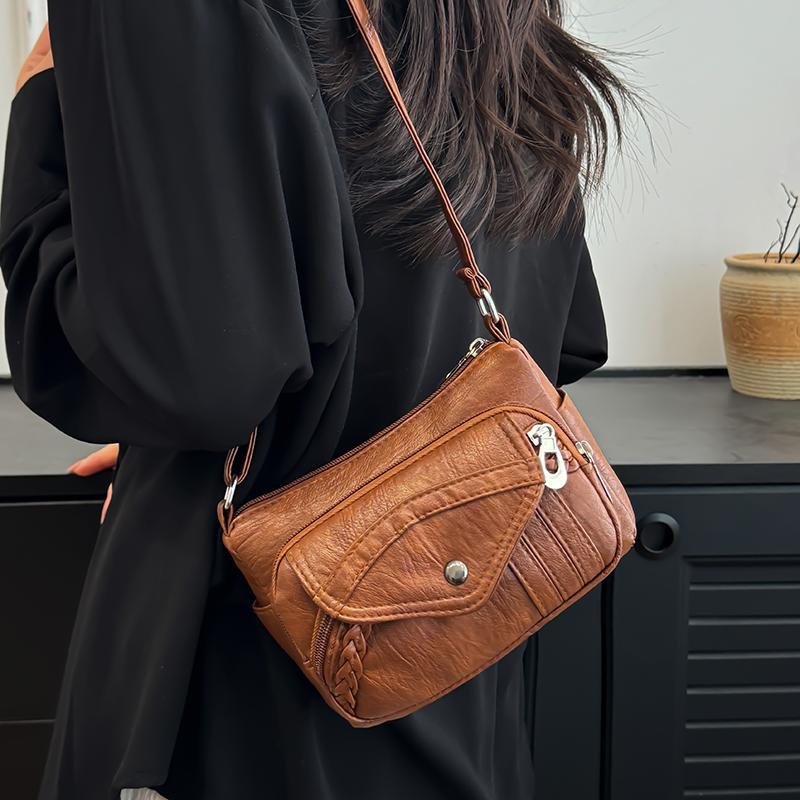 Fashionable Women's Shoulder Bag PU Leather Small Square Bag Retro Crossbody Bag Suitable for Daily Use Shopping Commuting