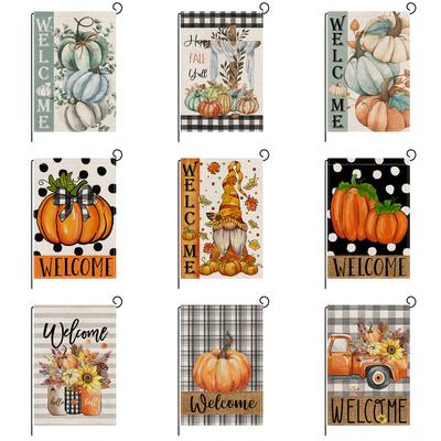 Flax Garden Flag Autumn Pumpkin Double-sided Printed Garden Decoration Small Flag Outdoor Display Flag