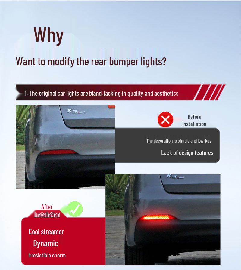 Kia K3 (2013-2015) Rear Bumper Light: Brake Warning & Sequential Turn Signal Light