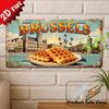D Flatpc Vintage Metal Sign Decorative Only Outdoor Plaque  Wall Decor Brussels Cityscape Aluminum Sign Ideal for Home
