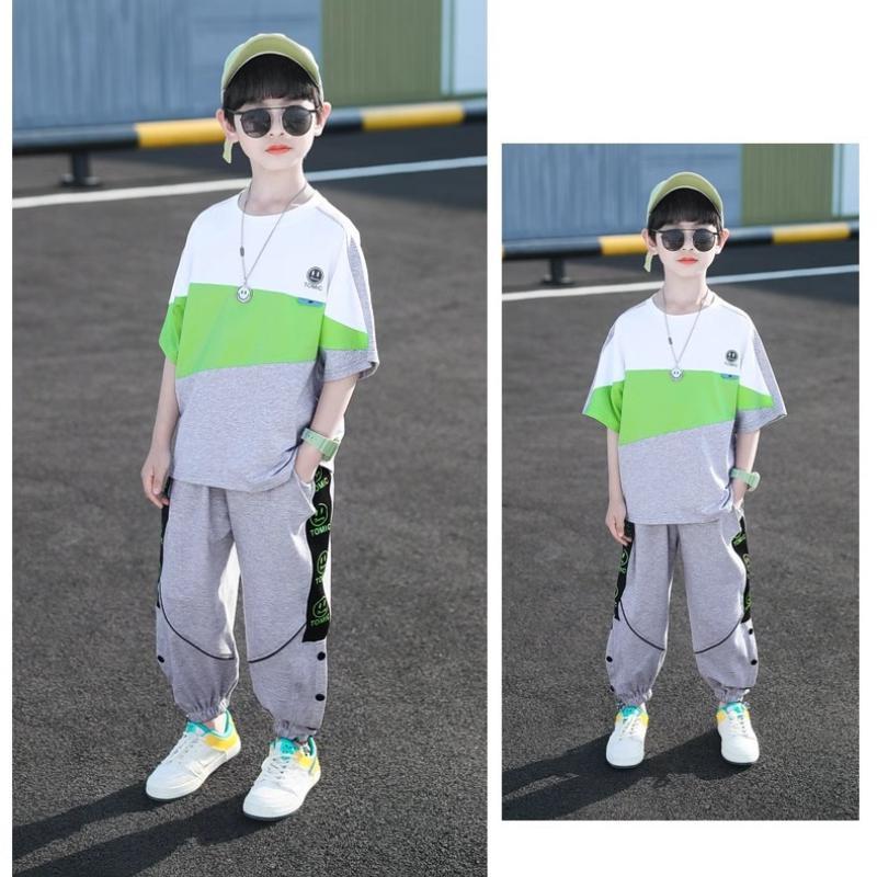 Boys Summer Clothes Set Thin Fabric Cool Short Sleeve Outfit Fashionable Kids Wear for Boys