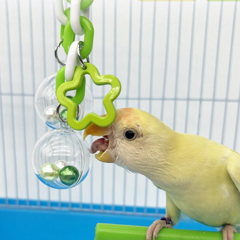 Interactive Bird Toy Transparent Chewing Ball Exercise Toy With Bright Color Beads For Small Pet Parrots Entertainment