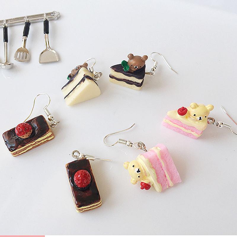 Fashion Cute 3D Cake Resin Drop Earrings for Women Girls Funny Donuts Cookies Food Shape Dangle Earring Party Jewelry Gifts